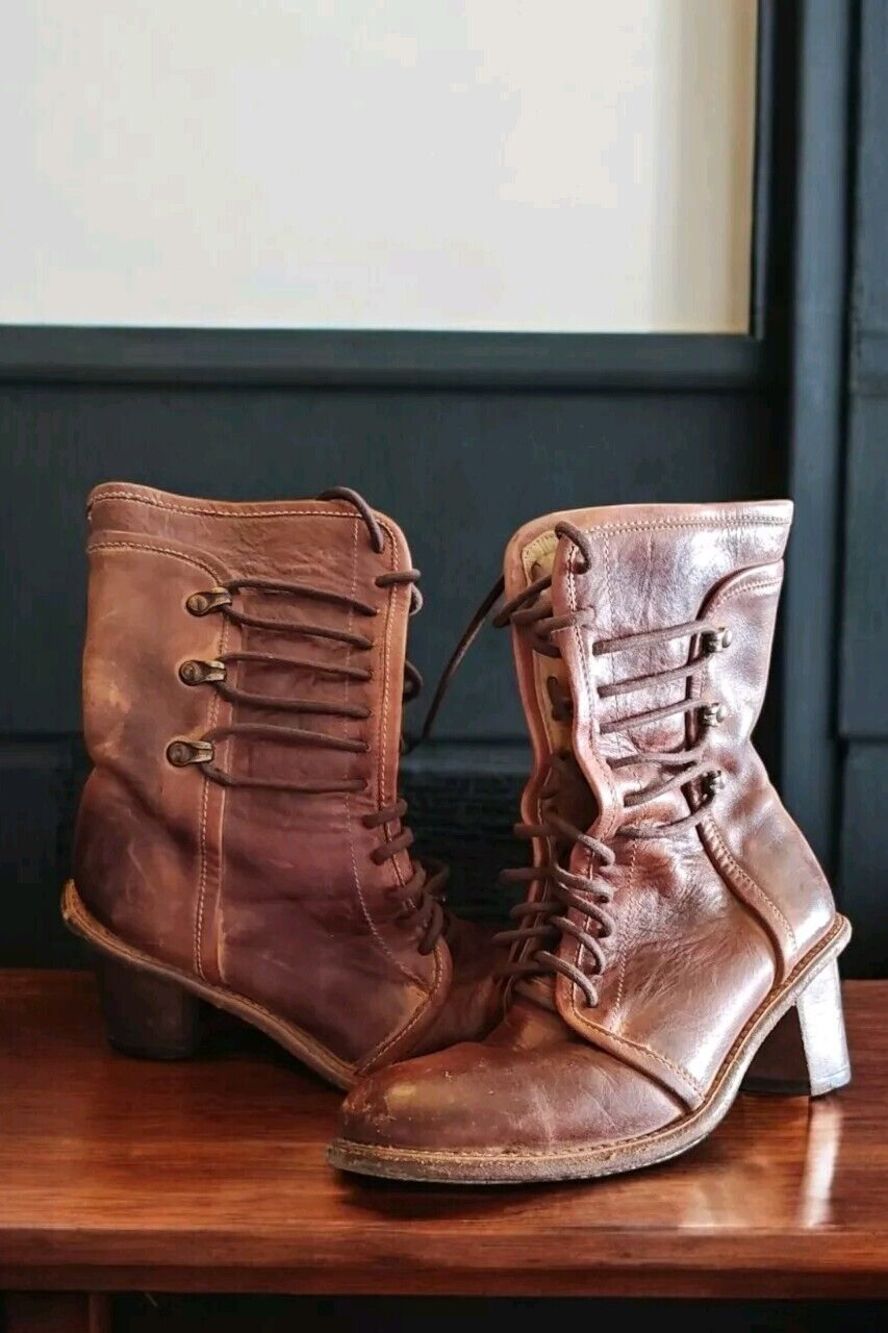 Bed Stu Women's Jade Motorcycle Boots Size 7.5 Brown Leather Moto Grunge